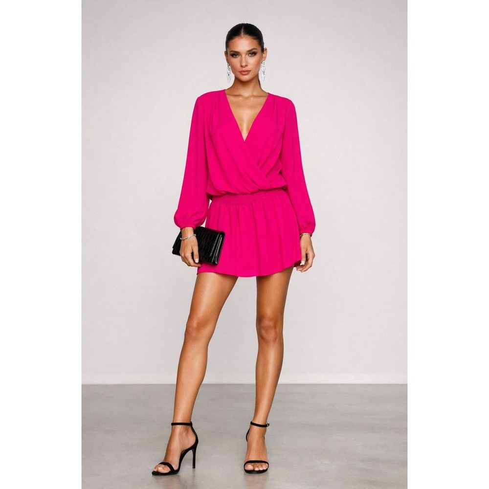 Elegant Pink Wrap Dress